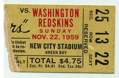 Philadelphia Eagles 11/22/1959 ORIGINAL NFL ticket vs Los Angeles Rams